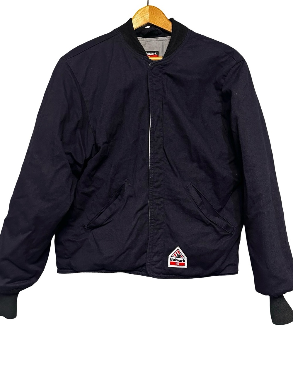 Bulwark FR Navy Blue Midweight Jacket Size Medium Workwear Winter Canvas Casual